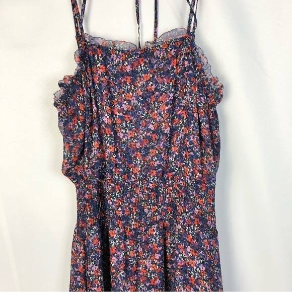 Parker Amethyst Floral Silk Chiffon Purple & Red Floral Midi Dress M - Picture 4 of 4